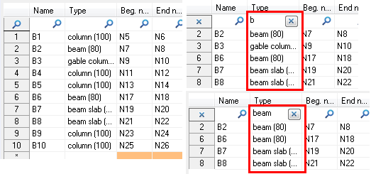 Tools in Table input - filtering row